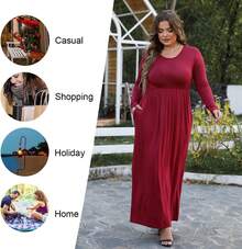 2025 Women's Plus Size Maxi Dresses For Curvy Women Casual Long Dress XL-6XL - 螢光黑+綠松石 - 查看 10