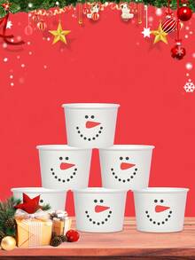 10 piezas Vasos desechables para aperitivos navideños 2026 Vasos de papel para helado con diseño de cinturón de Papá Noel y muñeco de nieve, tazones para postre, sopa fría o caliente para fiestas y decoraciones navideñas