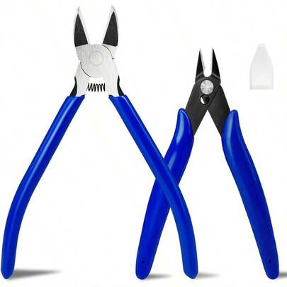 2 Pack Wire Cutters Set, 6 And 5 Ultra Flush Cutters, Carbon Steel Wire Cutters Crafting, Electronics, 3D Prints, Jewelry Making, Model Sprue, Zip Ties6 5 Blue, 2 Pack
