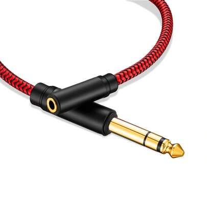 6.35mm Male To Female Stereo Headphones Adapter, 3ft, TRS To 3.5mm