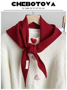 1PC Autumn Decorative Solid Color Wool Knit Triangle Scarf Women's Outerwear Fake Collar Decorative Air-Conditioned Room Scarf Fashion Shawl - Multicolor - View 6