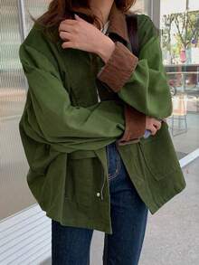 2025 女士休闲实用风衣夹克，宽松设计男友风短外套，春秋季，百搭时尚上衣