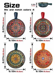Soup Bowls With Handles, 23 Oz French Onion Soup Bowls Oven, Bohemian Ceramic Soup Crocks For Cereal, Pasta, Beef Stew, Chilli, Microwave Dishwasher 6.2 Inch, Set Of 4 - 彩色 - 查看 7