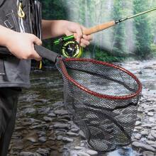 Fly Fishing Net With EVA Handle, Fishing Landing Aluminum Alloy Frame, Rubber Coated Mesh Trout Net Kayak Small Trout Steelhead, Bass, Salmon - Black - View 8