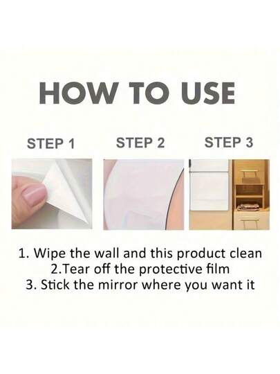 Acrylic Round Wand Spiegel Frameless Plastic Mirror, Easy Self Adhesive Installation Moderne Aesthetic Home Living Room No Drilling Required Non Electric Makeup view 5