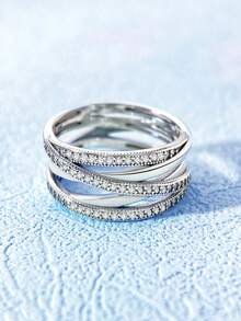 1 pieza Anillo de diseño de línea de plata de ley 925, anillo versátil de uso diario para mujeres, accesorio para fiestas, anillo de mujer de alta calidad, regalo de joyería exquisita - Anillo de línea - Ver 5