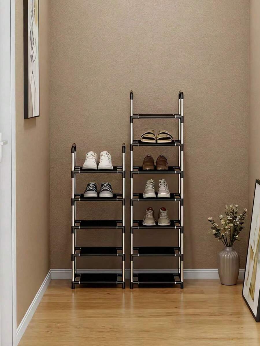 1 Stück kleiner Schuhablage mit einer Reihe, 28 cm breit, selbstmontiert, aus Metallrohren und Vliesstoff gefertigt, verbessert den Platz, einfach und staubdicht, stabil, modisch, leicht zu demontieren und montieren, tragbar, geeignet für Wohnzimmer, Schlafzimmer, Eingang, Büro, Zuhause, mehrstufige Aufbewahrung, Festgeschenk, Weihnachtsgeschenk, Kindergeschenk