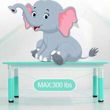 Kids Table And 6 Chairs Set,Toddler Table And Chair Set,Height Adjustable Children Multi-Activity Table,Kids Study Table Activity Table With Graffiti Desktop,Non-Slip Legs For Ages 2-10,Daycare Classroom Preschool - azul-verde - Ver 4