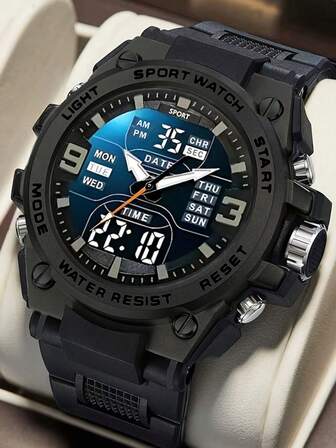 1 件多功能防水运动电子表，双显示屏，适合日常佩戴，馈赠佳品