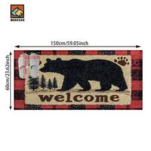 1 pieza/2 piezas Felpudo antideslizante para baño con diseño de oso de bienvenida, árboles de pino y cuadros, de material de felpa de cachemira sintética, decoración esponjosa adecuada para baños, entradas, cocinas y decoraciones festivas, lavable a máquina, idea de regalo - Multicolor - Ver 13