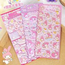 Sanrio Pegatinas 3D dimensionales Melody, pegatinas 3D de dibujos animados Sanrio lindos, pegatinas decorativas hechas a mano para teléfonos
