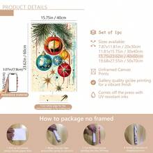 1 pieza Arte de lienzo vintage navideño con estilo elegante - Decoración de pared moderna sin marco, adecuado para decoración del hogar, decoración de habitación, decoración de dormitorio, decoración de sala de estar, decoración de baño, decoración de pared, decoraciones navideñas para el hogar, opcional con marco de pared - Multicolor - Ver 17