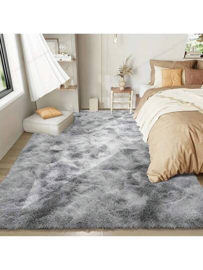 [Luxurious Faux Fur Rug] 1pc, Luxurious Zachte Area Rug, Rectangle, Verlichting Gray, Tufted Polyester 100%, Fluffy, Non Shedding, Durable, Plush Feel, Easy To Clean, Versatile Living Room, Bedroom, Indoor Dry Clean Only view 5