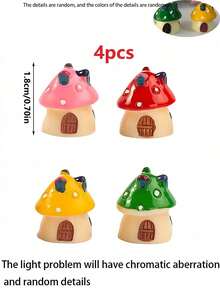 4件套迷你蘑菇屋仙女花园配件，苔藓微缩景观装饰，仙女花园装饰，精灵花园小屋装饰，家居微缩景观装饰，微景观摄影道具，花盆，家居装饰，汽车装饰 - 彩色 - 查看 6