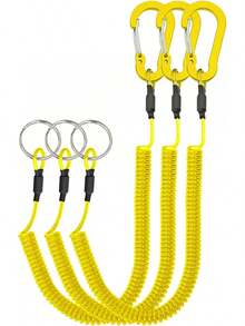 Llavero de bobina de resorte a prueba de robos, cable elástico antipérdida, llavero de  con mosquetón para billetera, teléfono celular, color amarillo, 3 piezas : Deportes y Aire Libre - Plateado - Ver 7