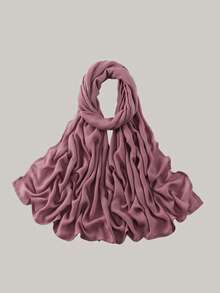 1 pieza Hiyab de viscosa modal sólido, pañuelo ligero y transpirable de moda, con acabado de puntada doble, artesanía refinada, pañuelo para mujer, adecuado para todas las estaciones