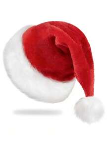 1/5/10个装儿童经典圣诞帽，天鹅绒圣诞老人帽，适合男孩女孩新年节日派对 - 長絨聖誕帽 - 查看 4