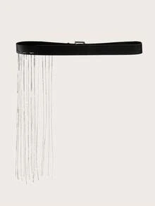 Vintage Bohemian Style Rhinestone Tassel Waist Chain, Elegant Body Chain Belt For Women