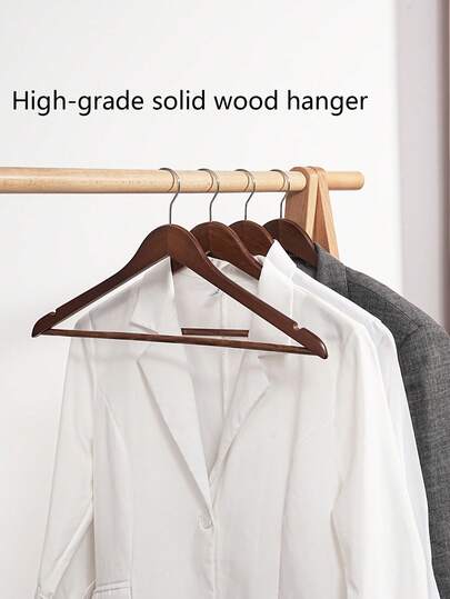 10pcs Premium Wooden Hangers -, Seamless Design, Suitable For Coats, Suits And Other Garments - Vintage Style Wardrobe Storage Essential