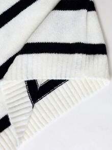 1pc Teen Boys Classic Striped Collared Half-Zip Sweater