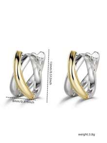 Ein Paar einfache und stilvolle zweifarbige Creolen, zarte Damen-Ohrringe geeignet für den täglichen Gebrauch, können als Geschenk an Freunde gegeben werden