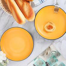 8inch Porcelain Dessert Set Microwave And Dishwasher  Lightweight For Pizza Pasta Bread Snacks Salad Yellow