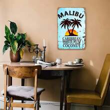 Tin Metal Sign: Malibu Caribbean White Rum Coconut Vintage Retro Palm Tree Beach Bar Pub Wall Decor Sign Hawaiian Summer Tropical Wall Art Tin Sign - Nhiều màu - Xem 2