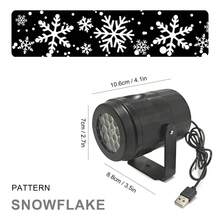 LED Projektionsleuchte, 16 dynamische Weihnachtsmuster, Schneeflocke/Schneemann/Rentier/Weihnachtsbaum/Weihnachtsmann Rotation, USB betrieben, 36V, Innenraum Dekoration, ohne Batterie, ohne Komponenten, Tischhalterung, Gewerbebeleuchtung