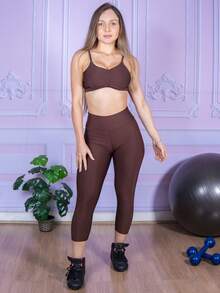 Women's Capri Leggings, Fitness Or Everyday Pants - 鏽棕色 - 查看 5