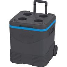 Trolley Ice Box Cooler On Wheels High Performance Cool Box With PU Insulation Side Handles With Secure Lid Locking And Cup Holders On Lid Anthracite And Blue - GreyBlue - View 1