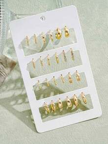 24pcs/Set Fashion Rhinestone Small Hoop Earrings, Minimalist Style Everyday Earrings For Women, Suitable For Date, Holiday, Anniversary Gift - Multicolor - View 8