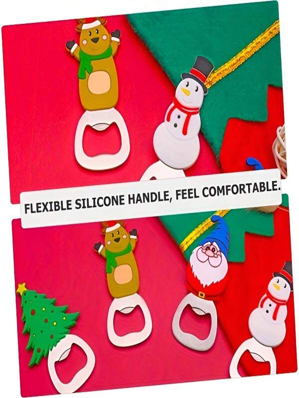 1/2/4-Piece Christmas Themed Bottle Opener Set - Fun Styling Tools In Stainless Steel With Santa Claus/Snowman/Elk/Christmas Tree Designs And Magnetic Design. Perfect For Parties, Holiday Gifts, Beer Festivals, Wine Parties, And Christmas Family Dinners. Holiday Essentials, Novelty Bottle Openers, Durable Materials, And Bar Accessories.