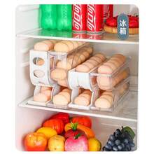 1 件冰箱鸡蛋架、自动旋转鸡蛋架整理器、节省空间的鸡蛋分配器、可容纳 30 个鸡蛋的大容量鸡蛋储存架、带滑动设计的可堆叠鸡蛋容器、单独的塑料鸡蛋托盘、厨房储物盒、冰箱整理器，适用于冰箱、厨房、橱柜或桌面 - 彩色 - 查看 9