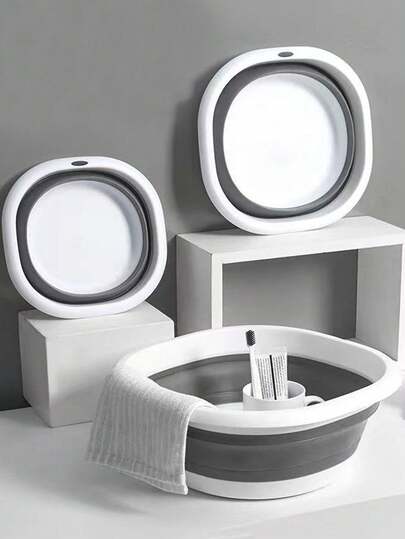 1pc Foldable Face Basin, Portable Plastic Collapsible Wash Basin For Dorm, Student, Travel