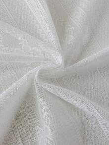 1 件白色花卉网状几何图案蕾丝薄纱窗帘，轻质奢华流苏饰边半遮光窗帘带索环，适用于客厅和卧室，降噪防紫外线，圣诞装饰遮光窗帘（面料重量 130 克） - 彩色 - 查看 8