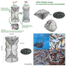 Fishing Bait Trap, 2 Packs Crab Trap Minnow Trap Crawfish Trap Lobster Shrimp Collapsible Cast Net Fishing Portable Folded Fishing Accessories, 12.6X20.1inches - Grey - View 2