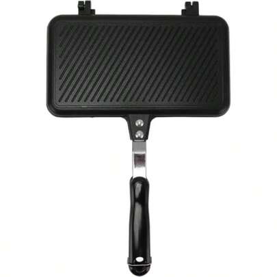 NonStick Sandwich Maker Grill Pan Aluminum Alloy DoubleSided Frying Pan With Handle For Stovetop Gas Stove Indoor Outdoor Camping Breakfast Cookware