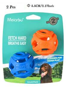 2Pcs Meianju Pet Dog Hollow Ball Toy, Molar - Resistant Elastic Rubber Ball, Outdoor Throwing & Self - Amusement For Boredom Relief, A Great Helper For Interaction And Companion