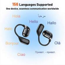 Auriculares de Traducción en Tiempo Real – Auriculares Traductores de 156 Idiomas, Aplicación Gratuita con 4 Modos Inteligentes y Asistente de IA, Auricular Abierto Ultraligero para Viajes, Negocios y Aprendizaje de Idiomas (Negro Tinta) - Tinta negra - Ver 10