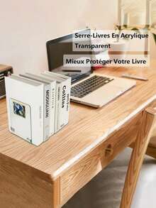 Clear Book Ends 2pcs, Acrylic Bookends For Shelves, Non-Slip Bookend Decorative For Heavy Duty Book, Books Holder Stopper For Kids, Bookshelf Dividers Books Organizer For Office Home School,School Supplies, Data Sorting And Storage Racks, Book Supports