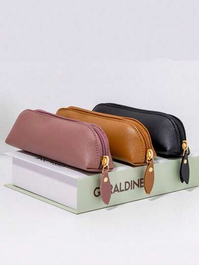 Um estojo de cor sólida, um estojo de alta qualidade para exames de estudantes, uma bolsa de armazenamento de grande capacidade para negócios e escritório, uma caixa de armazenamento durável de grande capacidade com design minimalista, adequada para materiais de escritório, materiais escolares, pincéis de maquiagem e acessórios de papelaria.