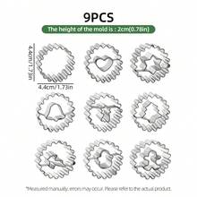 9 piezas Cortadores de galletas, Set de mini cortadores de galletas, Set de cortadores de galletas navideños, Kit de sellos de galletas de pastelería delicada, Molde de galletas de acero inoxidable con tema navideño, Cortador de frutas y verduras, Set de moldes cortadores de galletas de acero inoxidable con tema navideño, Creativos e interesantes, Reutilizables, Adecuados para decoración de hornear en fiestas de cumpleaños, Navidad y San Valentín - - - Ver 8