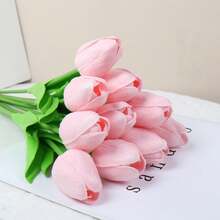 3pcs Artificial Tulip Flowers Decor, Home Decoration Accessories, Living Room & Bedroom Fake Flowers - Baby Pink - View 15
