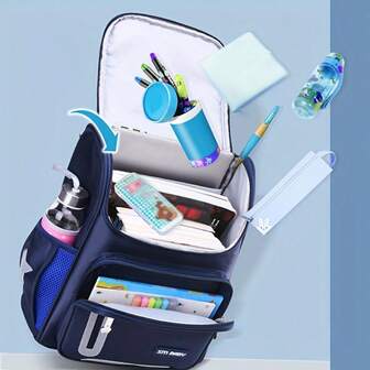 Mochila espaciosa con diseño de rayas reflectantes de gran capacidad, ligera y ergonómica para estudiantes