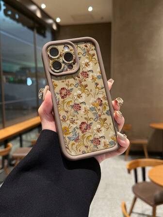 1 件复古花卉图案防震手机壳，带镜头保护，适用于 Apple 17/17 Pro/17 Pro Max/Air/16/15/14/13/12、S25 Ultra/S24 Ultra/S23 Ultra、A07/A17、Redmi、OPPO、Realme、Infinix