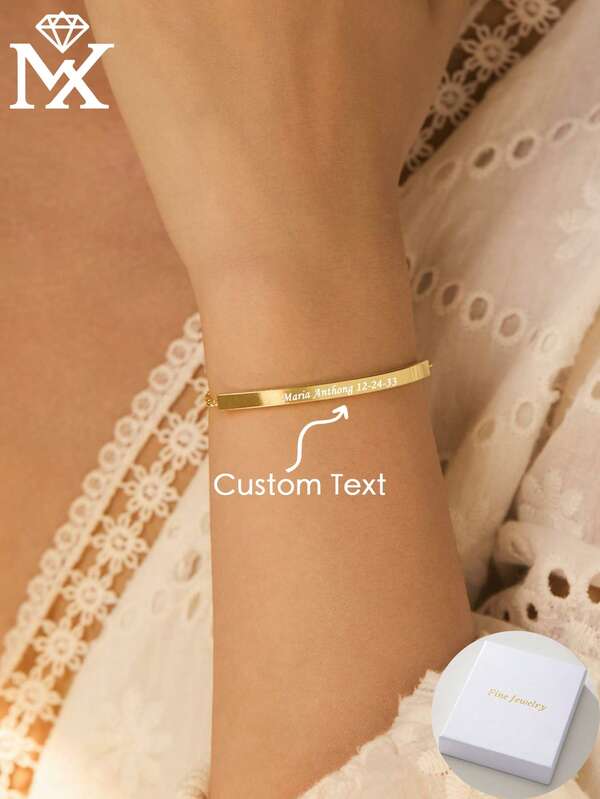 1 Piece Of Personalised, Customisable Couple's Bracelet, Individualised Designs For Men And Women, Engraving Service Available, Minimalist And Elegant Design, Ideal Gift For Valentine's Day, Mother's Day, Father's Day. Silver, Fashionable, Colourful, Vintage, Simple, Unisex, Casual, Cute, Bespoke, Personalised, Unique.