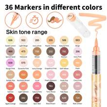 أقلام تلوين درجات لون البشرة، 12/24/36 لون فرشاة ناعمة أقلام طلاء أكريليك، أقلام طلاء أكريليك سريعة الجفاف مقاومة للماء للرسم والتوضيح والرسم على الخشب والزجاج والأقمشة والأحجار