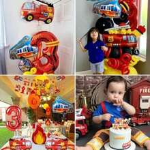 Globos Cumpleaños Niño 3 Años, Decoración Cumpleaños 3 año Niño Camión de Bomberos Globos de Cumpleaños 3 años, Camión de Bomberos Globo Cumpleaño Decoración Pegatinas Adornos Tartas para Niños(3 Years) - Tipo 1 - Ver 8