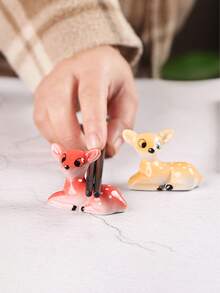 ¡Feliz Navidad! Plato de servir de cerámica con diseño de reno navideño, soporte para palillos chinos, soporte para tenedor y cuchara con diseño de ciervo de dibujos animados, cojín de vajilla para uso diario, soporte decorativo para bolígrafos, decoración de mesa navideña, decoración de mesa para fiestas.