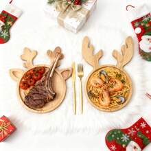 1PC Cute Deer Shaped Wooden Serving Tray, Nordic Style Fruit Nut Plate For Home Kitchen Party, Cross - Border Tableware